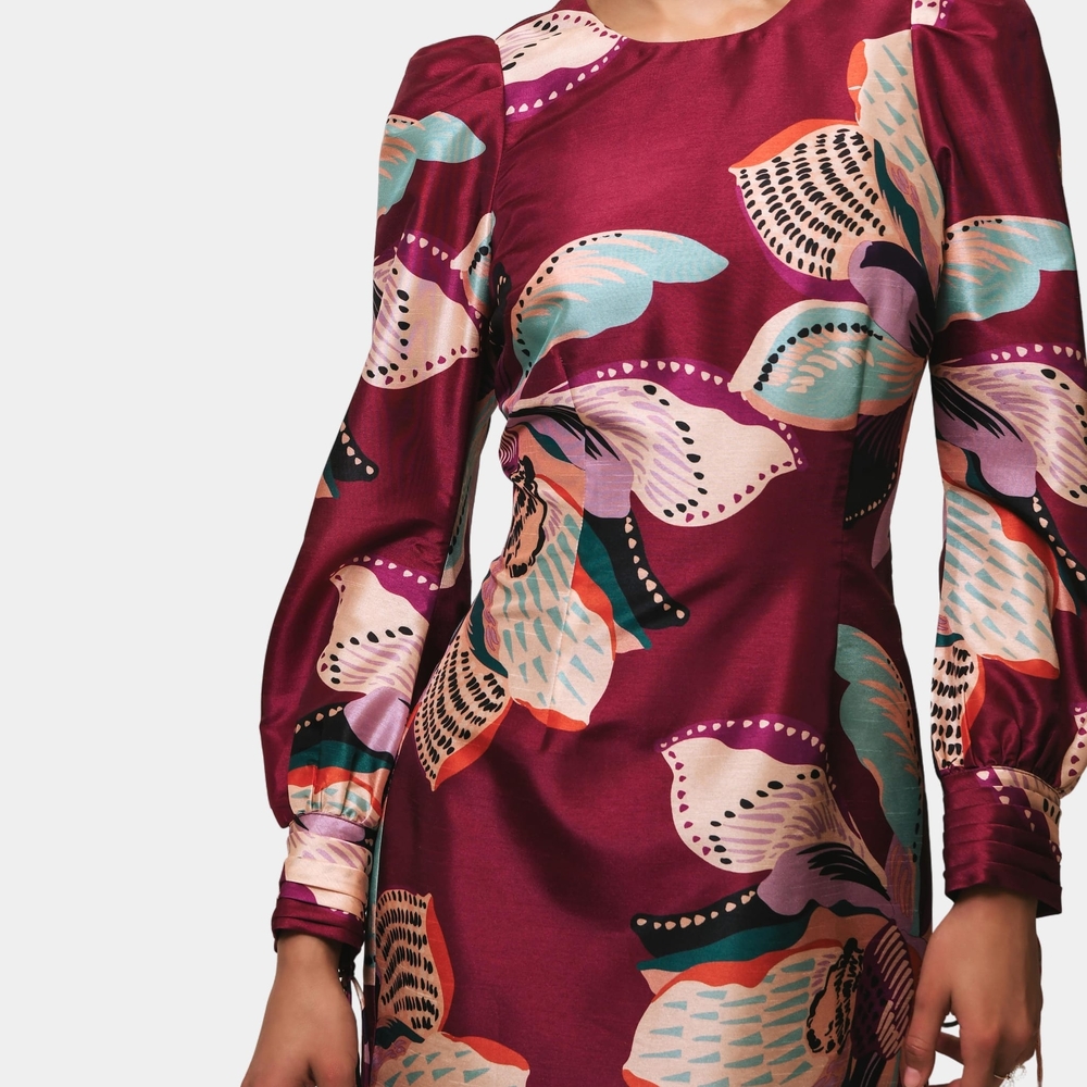Anthropologie Floral Mini Dress - Burgundy Floral